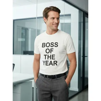 Pánské tričko Sinsay - Bavlněné tričko s nápisem - krémová - 709JD-01X - 709JD-01X-3XL