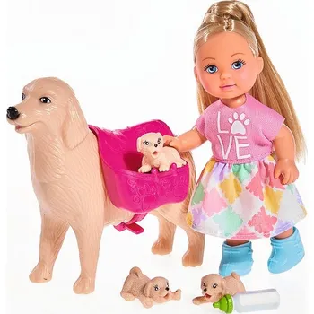 Panenka Bábika Evička s psíkom a šteniatkami