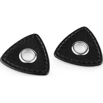 Průchodka s koženkovým trojúhelníkem k našití, průvlek 8 mm, střední, 5 hnědočerná