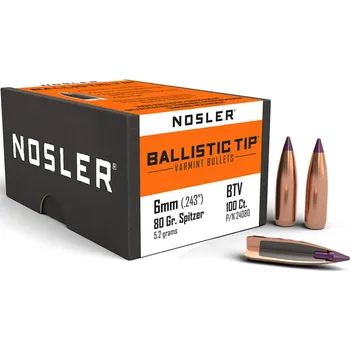 Příslušenství pro sportovní střelbu Střely Nosler Ballistic Tip Varmint 6mm, dia .243, 80grs
