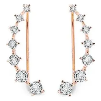 Šperk Beneto Bronzové podélné náušnice s čirými zirkony AGU2712-RG