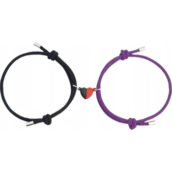 Náramek Náramky pro pár přátelství Zestaw 2 Szt Serce Czarna Fioletowa