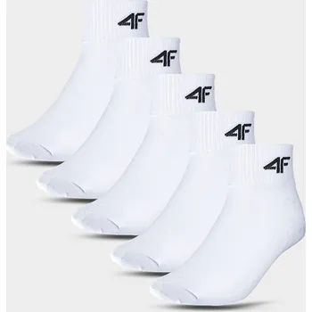 Dámské ponožky 4F PONOŽKY DÍVČÍ BÍLÉ KE KOTNÍKŮM SADA 5 PÁRŮ 35-37