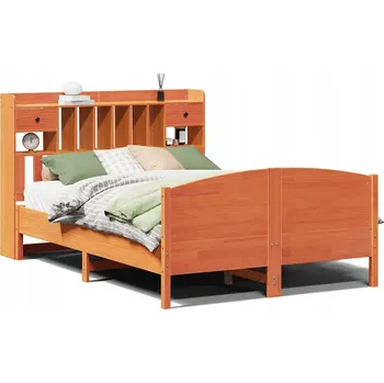 Postel VidaXL Postel s regálem, bez matrace, 160x200 cm, masivní borové dřevo