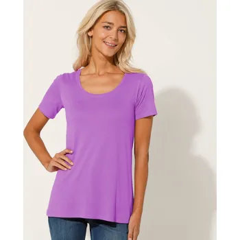 Blancheporte Jednobarevné tričko s kulatým výstřihem, bio bavlna purpurová 50