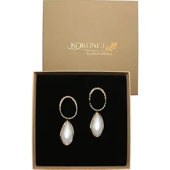 Náušnice Kruhové NÁUŠNICE se nepravidelnými perlami, zlaté 14k, originální ruční výroba