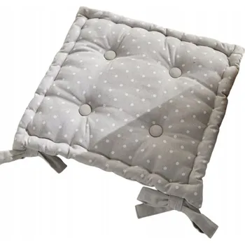 Polštář POLŠTÁŘ NA ŽIDLI BAVLNĚNÝ S VAZÁNÍM 40 X 40 CM ŠEDÝ 190 G/M2