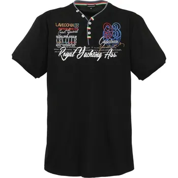 Pánské tričko LAVECCHIA tričko pánské 608 nadměrná velikost černá 6XL