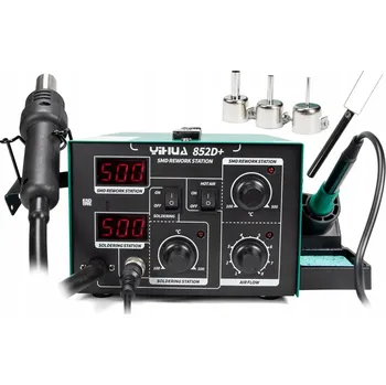 Páječka Pájecí stanice Yihua 852D+ 2v1, hroty 900M-T, 600W, horkovzdušná + pájecí, ESD, LED