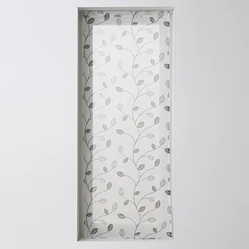 Blancheporte Vitrážová záclona s motivem listů a zakončením poutky šedá 45x90 cm