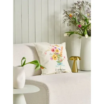 Povlak na polštářek Sinsay - Povlak na polštář s květinovým vzorem - krémová - 989EC-01X - 989EC-01X-ONE