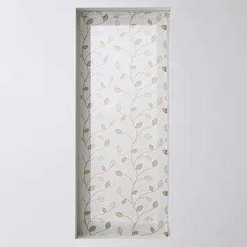 Záclona Blancheporte Vitrážová záclona s motivem listů a zakončením poutky hnědošedá 45x160 cm