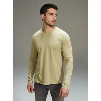 Pánské tričko Sinsay - Bavlněné tričko s dlouhým rukávem a výstřihem do V - zelená - 650IE-70X - 650IE-70X-3XL