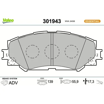 Brzdová destička Sada brzdových destiček, kotoučová brzda VALEO 301943