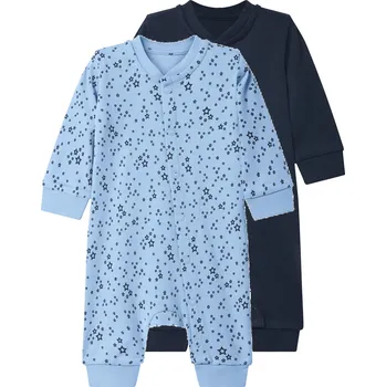 Kojenecký overall lupilu® Dětský overal na spaní s BIO bavlnou, 2 kusy (navy modrá / modrá, 50/56)
