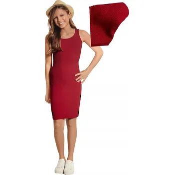 Dámské šaty Šaty na léto s gumou BAVLNA ČERVENÁ *146