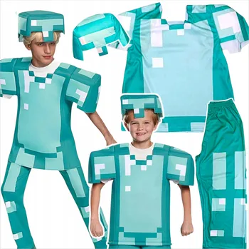 Karnevalový kostým KOSTÝM MINECRAFT PŘEVLEK PRO CHLAPCE STEVE DIAMANTOVÝ MASKA KARNEVALOVÝ KOSTÝM