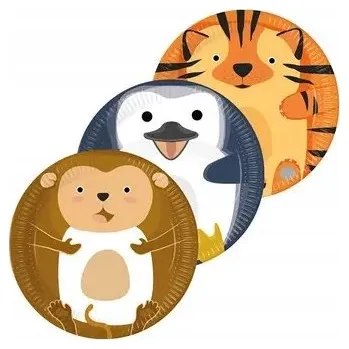 Talíř Narozeninové talířky Zvířátka ZOO 23 cm 8 ks Narozeniny