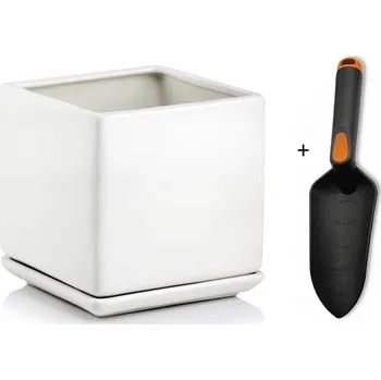 Květináč Bílý keramický Květináč Polnix 14 cm x 14 x 14 cm