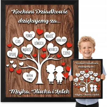 Obraz Poděkování Plakát v Rámu 30x40 A3 Dárek pro Babičku a Dědečka