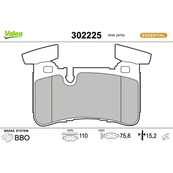 Brzdová destička Sada brzdových destiček, kotoučová brzda VALEO 302225