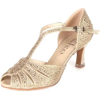 Dámské lodičky Dámské taneční boty Elza - 775 zlatá 6,5 cm Flare Velikost: 40