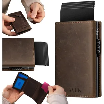 Peněženka Pouzdro na karty AVEK , pravá kůže, hnědé - unisex
