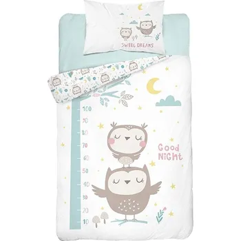 Povlečení DETEXPOL Bambusové povlečení do postýlky Sovy hnědé Bavlna, Bambus, 100/135, 40/60 cm