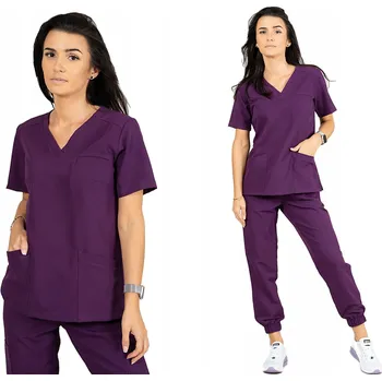 Dámská mikina MIKINA LÉKAŘSKÁ dámská elastická módní SCRUBS s viskózou EMILY FIALOVÁ 5XL