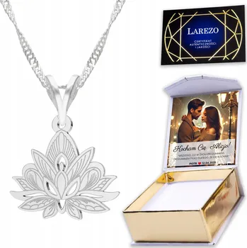 Náhrdelník Stříbrný náhrdelník 925 s květem lotosu + VLASTNÍ POTISK