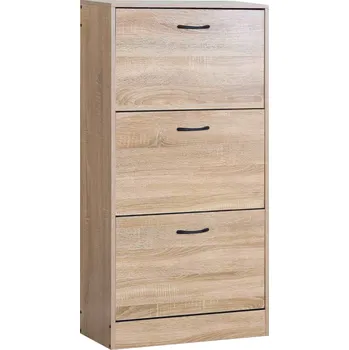 Botník 3-řadý botník BOTORIA z dubové dřevotřísky, moderní design, 60x24x116 cm