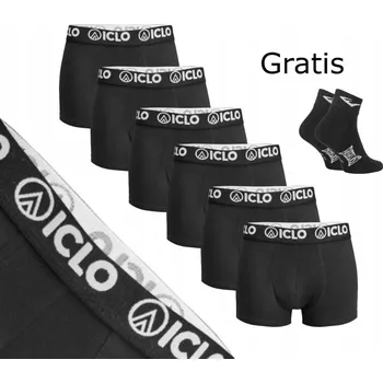 ICLO pánské bavlněné boxerky BALENÍ 6 KUSŮ + ponožky vel. XL černé