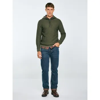 Pánský svetr BIG STAR PÁNSKÝ SVETR S KAPUCÍ KHAKI CARLSON 303 M