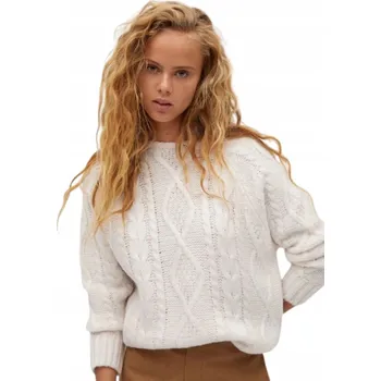 Dámský svetr Mango dámský svetr bílý oversize do půlky stehen, velikost M