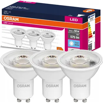 Žárovka 3x LED žárovka GU10 6,9W = 50W 575lm 4000K neutrální bílá 120° OSRAM VALUE