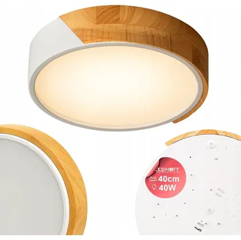 Stropní svítidlo Stropní Svítidlo LED DŘEVO BÍLÁ kulatý 40 cm 40 W Neutrální do obývacího pokoje