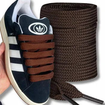 Tkaničky do bot Hnědé tkaničky do bot 180 cm Široké ploché 15 mm Do tenisek a bot, silné