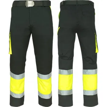Pracovní obuv Pracovní kalhoty černé do pasu s reflexními pruhy VisTeam 4XL