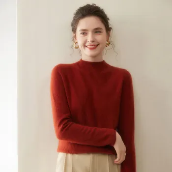 Dámský svetr Jemný Kašmírový Svetr s Rolákem, Měkký Žebrovaný Lem, Základní Zimní Vrstva