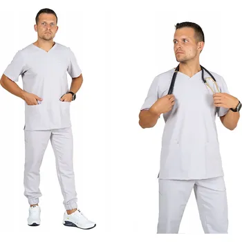 Pánská mikina Elastická pánská zdravotnická mikina MODNÍ WYGODY scrubs pánský LIAM - ŠEDÁ 3XL