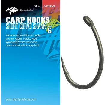 Rybářský háček Giants fishing Háček s očkem Short Curve Shank 10ks|vel.8