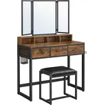 Toaletní stolek s taburetkou z eko kůže PIERRE, 90x40x141cm, hnědá/černá Vasagle 238208842