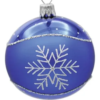 Vánoční ozdoba Skleněná vánoční ozdoba 7 cm x 7 cm x 8,5 cm modrá
