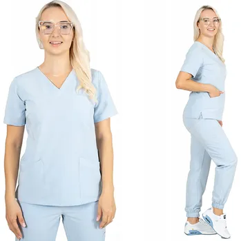 Dámská mikina Dámská elastická módní MIKINA s viskózou, velikost SCRUBS, SVĚTLE MODRÁ 5XL