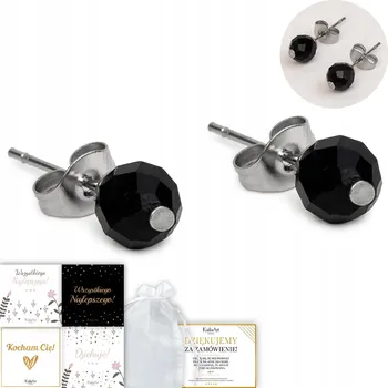 Náušnice NÁUŠNICE ČERNÝ TURMALÍN STŘÍBRNÉ Z CHIRURGICKÉ OCELI KailaArt