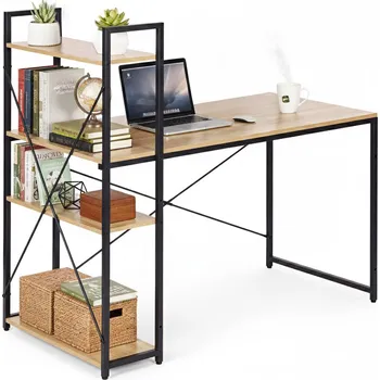 Psací stůl Školní počítačový stůl 120x60 cm s policovým dílem a 3 policemi, loftový styl, moderní domov TH-SD-6-16