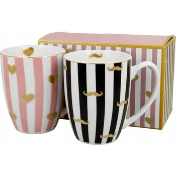 Hrnek Duo Knír a malá srdíčka porcelán 360 ml