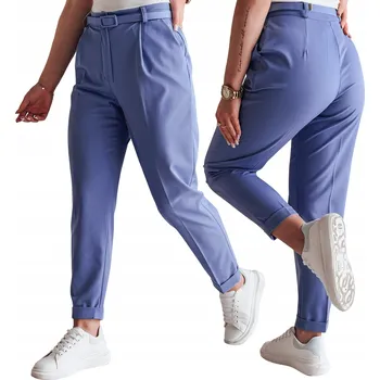 Dámské kalhoty Ležérní dámské plisované kalhoty s páskem světle modré UY2517 - S