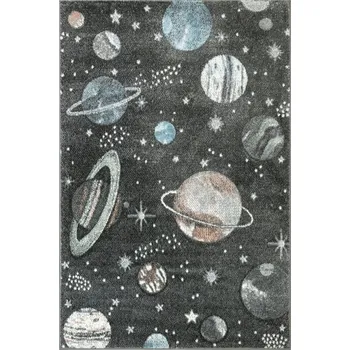 Koberec KOBEREC PRO CHLAPCE GRAFITOVÝ PLANETY KOSMOS GALAXIE HVĚZDY LIMA 200x290 cm