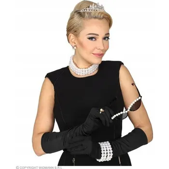 Náhrdelník Retro sada Z s perlami glamour, černo-bílá